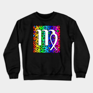 Virgo Zodiac Horoscope Rainbow Leopard Print Square Monogram Crewneck Sweatshirt